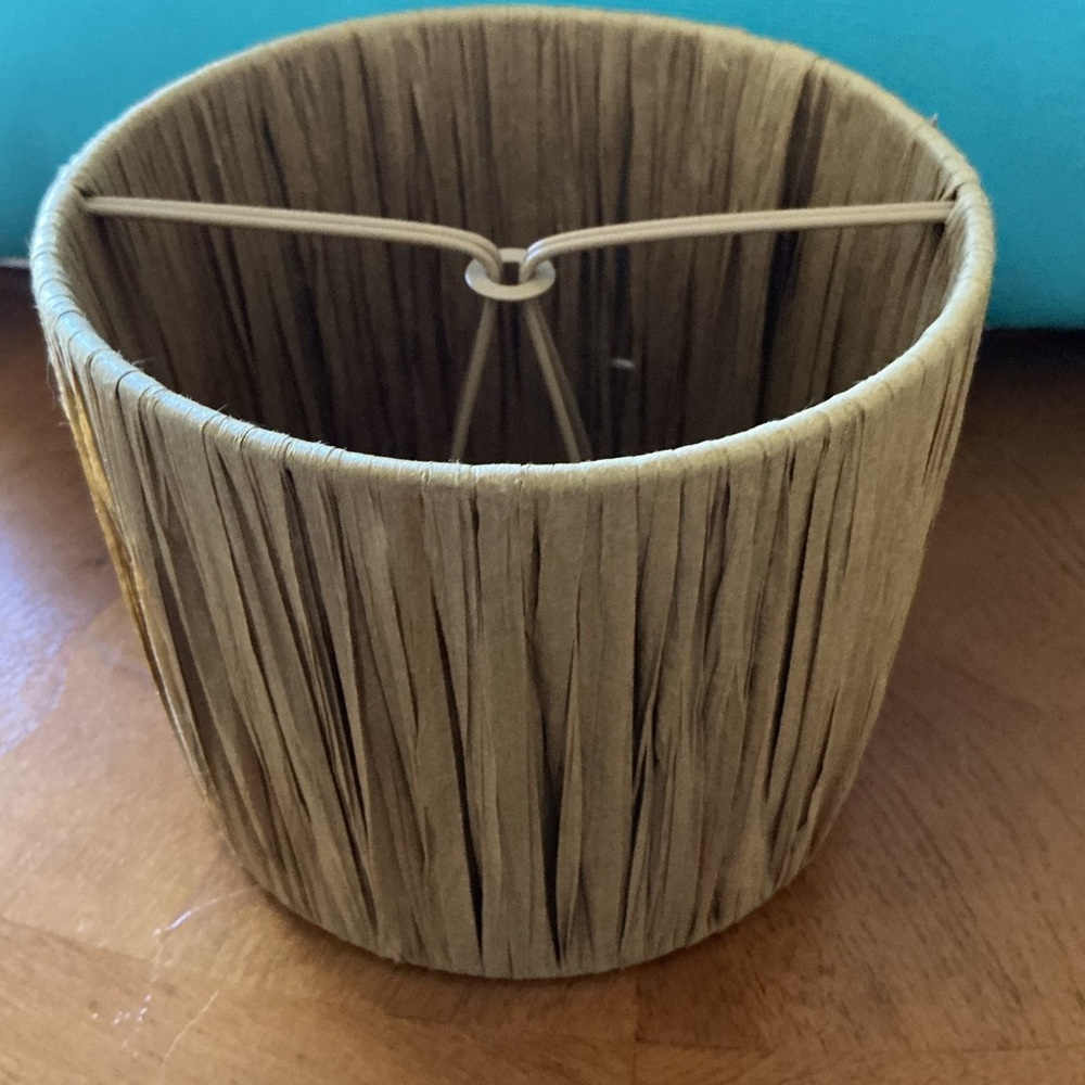 Set of 2. Natural Raffia Drum Lampshade.  New in box